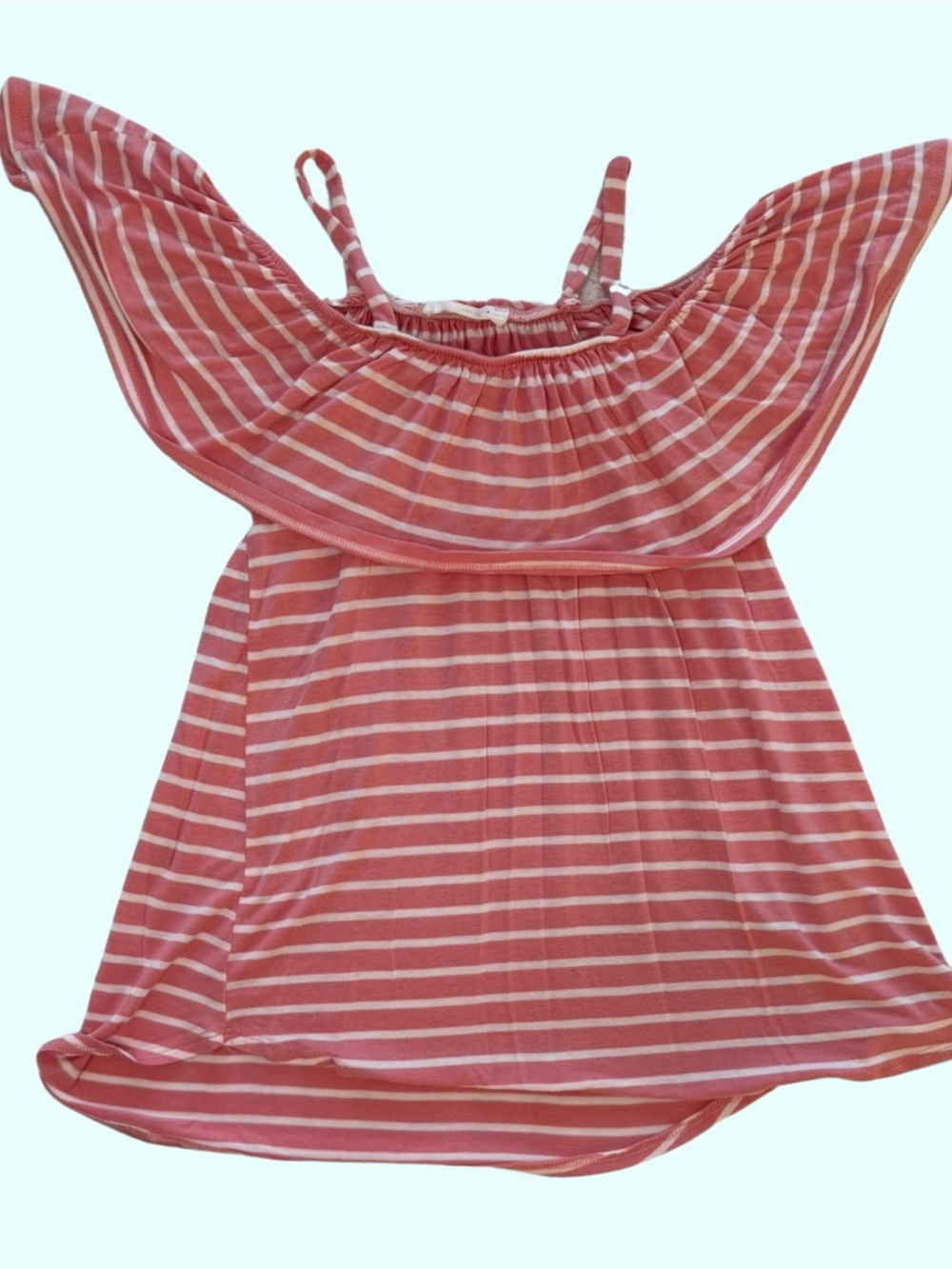 Striped Pink Off-Shoulder Ruffle Tank Top